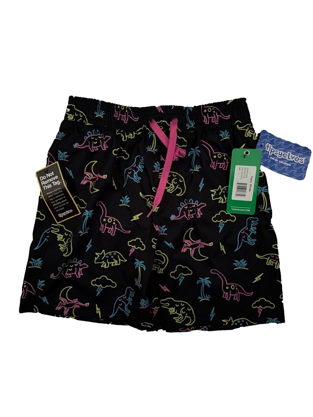 Tipsy Elves Kids Dino Desert Swim Trunks Green L